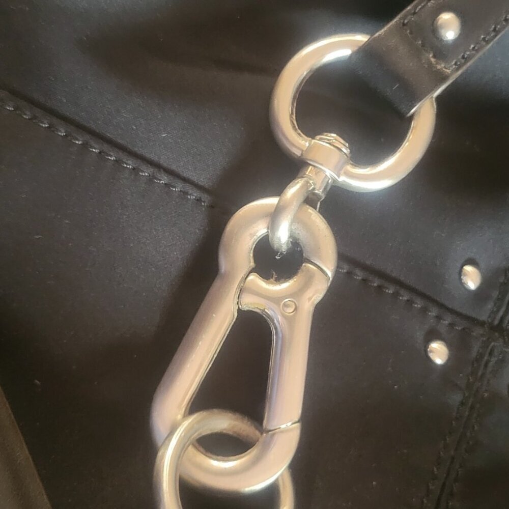 B-Makowski Black Buckled Shoulder Bag - Mixed Leather/Fabric - Picture 6 of 16